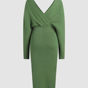 ~Chic Green Ribbed Knit Dress~